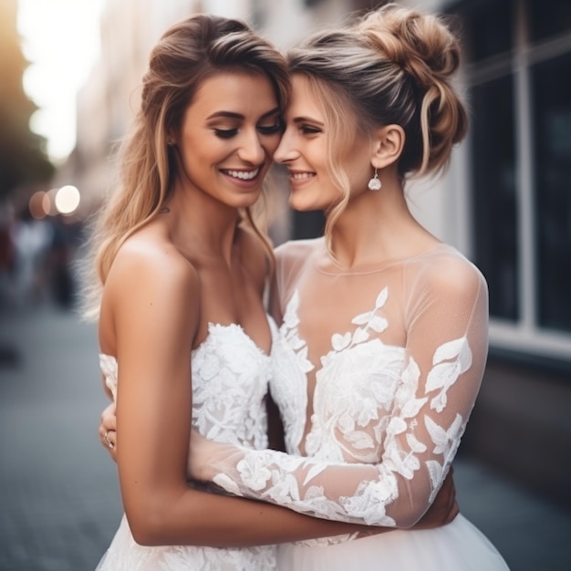 Foto casal feminino feliz orientação não tradicional lésbica lgbt relacionamento romântico de duas meninas amor compromisso sério