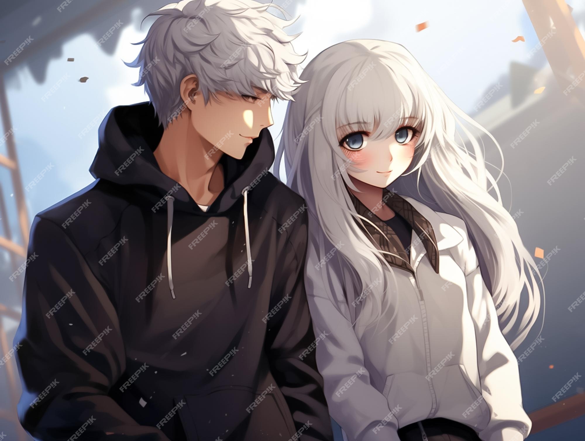 Mural de Parede Casal testa beijo bonito kawaii no estilo anime conceito de  arte vetorial doce relacionamento 