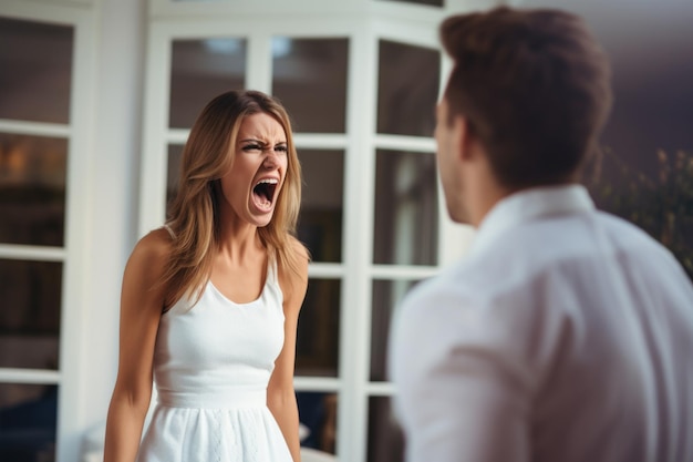 Foto casal gritando e zangado com problemas