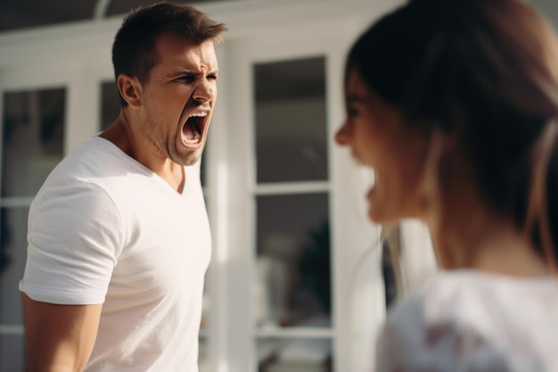 Foto casal gritando e zangado com problemas