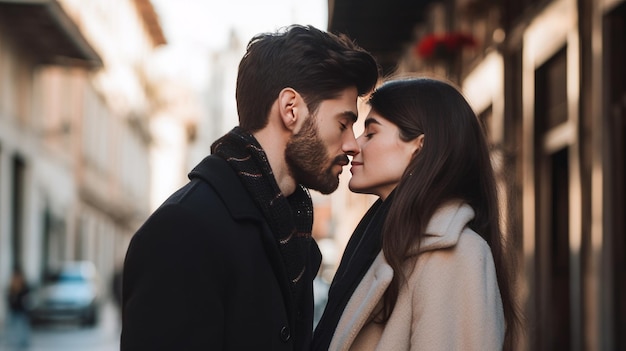 Casal italiano beijando IA generativa