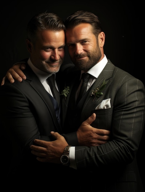 Casal masculino feliz orientação não tradicional gay LGBT relacionamento romântico de dois homens Amor compromisso sério