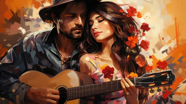 Casal mexicano com guitarra