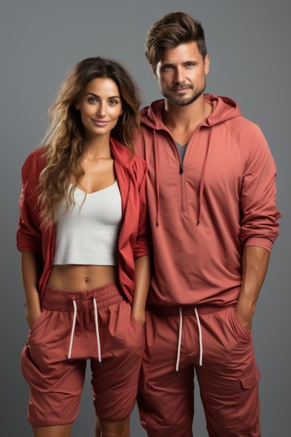 Foto casal moderno em roupas esportivas refletindo seu estilo de vida ativo e energético generative ai