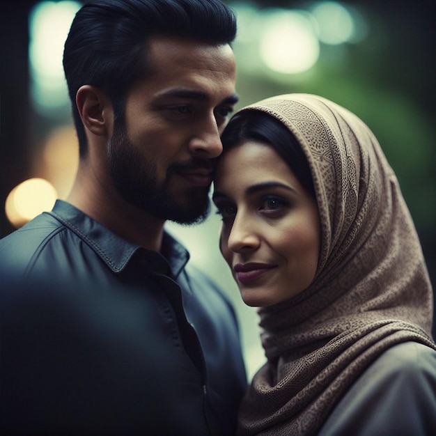 casal muçulmano feliz