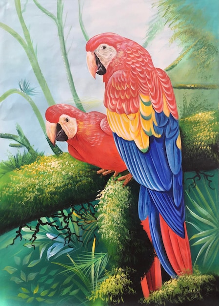 Foto casal parrot pintura feito à mão