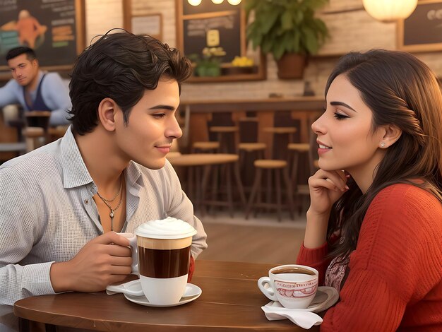 Casal romântico colombiano em cafeteria