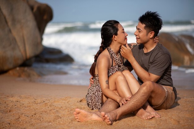 Casal romântico completo em férias