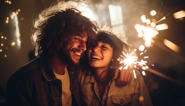 casal segurando diamante na mão conceito de natal e ano novo