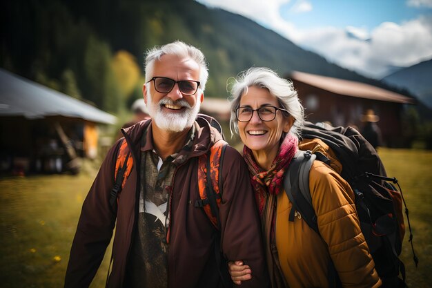 Casal sênior de alpinista gostando de passar um tempo juntos