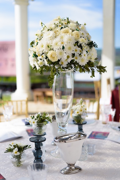 Casamento, decoração, com, flores