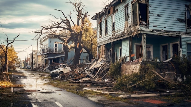 Casas y árboles en ruinas tras el huracán