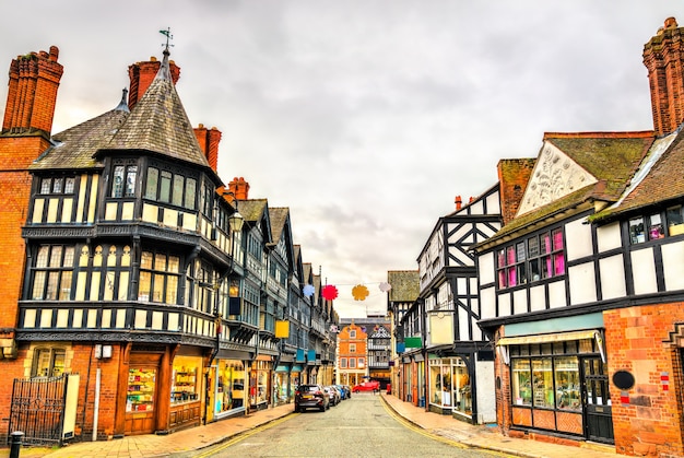 Casas de arquitectura tradicional de estilo Tudor inglés en Chester, Inglaterra