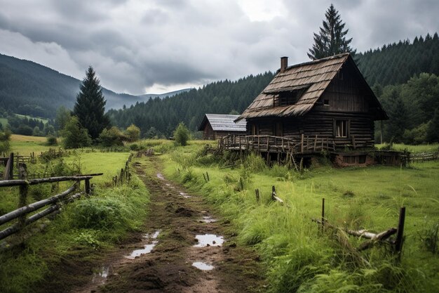 Casas en los Cárpatos ucranianos