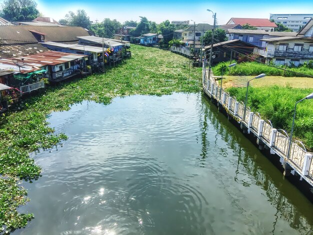 Casas cerca de Canal en Tailandia