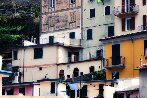 Casas en la colina de la ciudad de Manarola