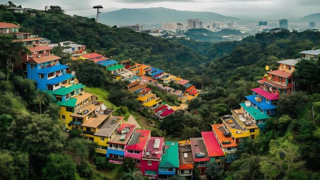 Foto casas en las colinas de la comuna en medellín, colombia