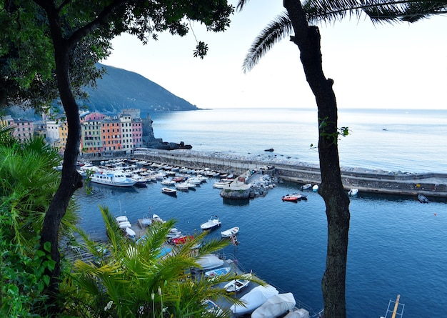 casas coloridas características em Camogli no mar