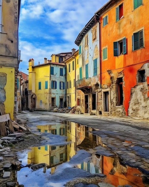 casas coloridas en la orilla El lago de Garda es el lago más grande de Italia Está ubicado en IA generativa