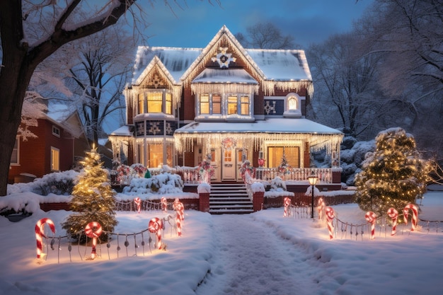 Casas decoradas com luzes de natal