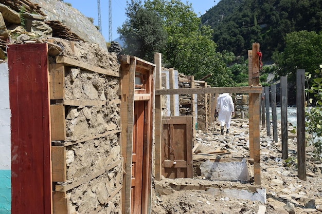 Casas e aldeias destruídas no vale de Kumrat devido a inundações em 2022 KPK Paquistão