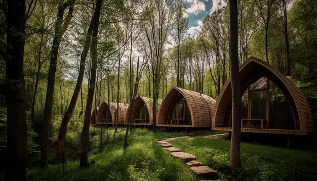 Casas ecológicas no hotel da floresta na floresta