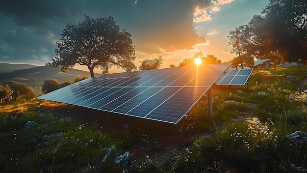 Foto casas ecológicas con paneles solares en el desarrollo de viviendas sostenibles bajo el cielo concepto casas ecológicas paneles solares vivienda sostenible vida verde vistas al cielo