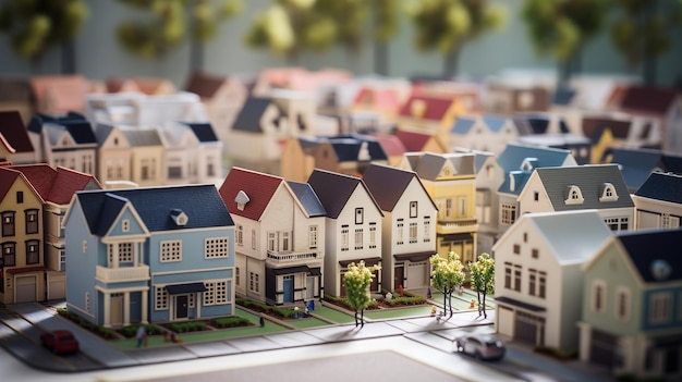 casas em miniatura na rua