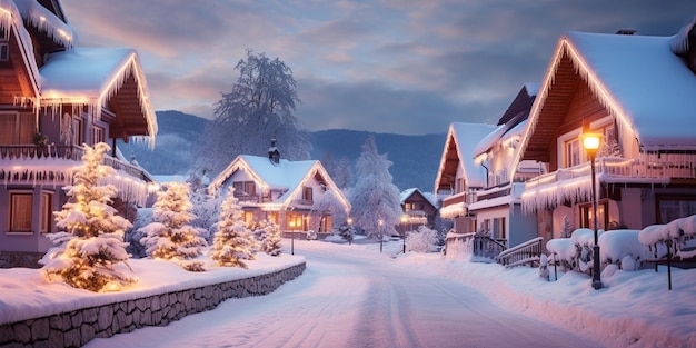 Las casas de esquí decoradas para la Navidad en invierno