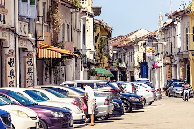 Casas de estilo chino tradicional en la ciudad histórica de Melaka Malasia