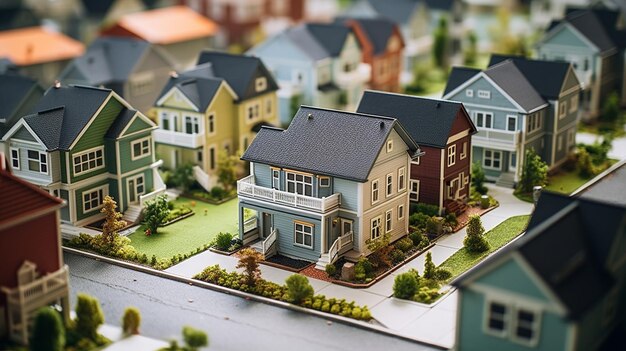 casas en miniatura en la calle