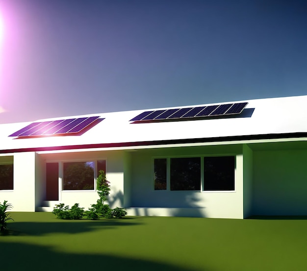 Foto casas modernas con paneles solares.