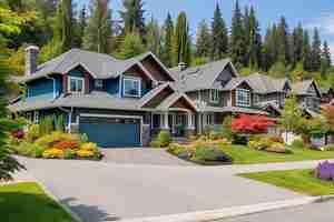 Foto casas no subúrbio de summer, na américa do norte casas de luxo com uma bela paisagem