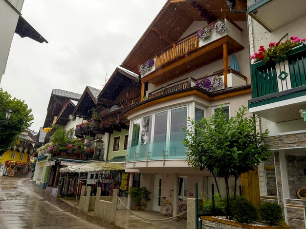 Las casas particulares con adornos florales en Salzburgo