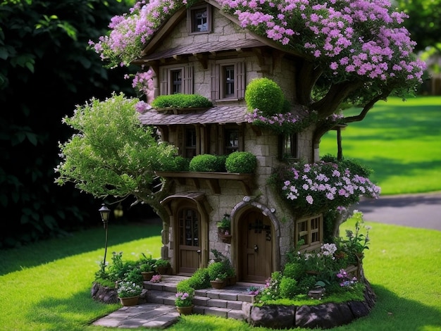 Foto casas pequenas e castelos realistas imagem da natureza