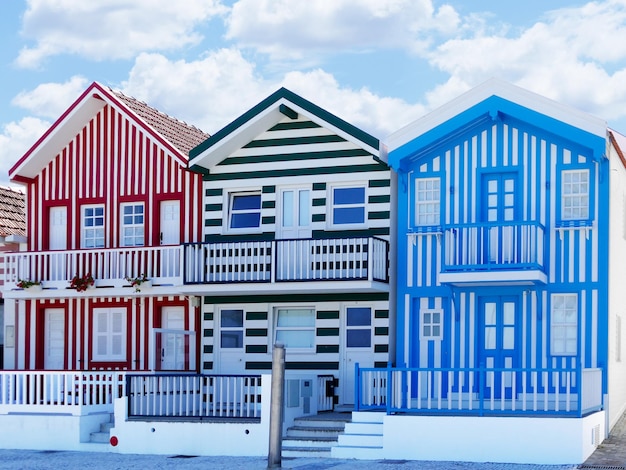 Foto casas a rayas en costa nova aveiro