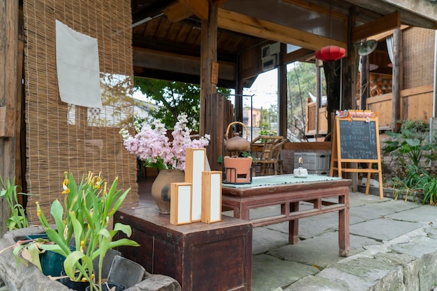 Foto las casas de té en el pueblo