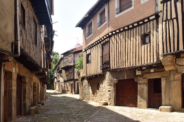 Casas típicas del pueblo medieval de La Alberca, provincia de Salamanca, Castilla y León, España