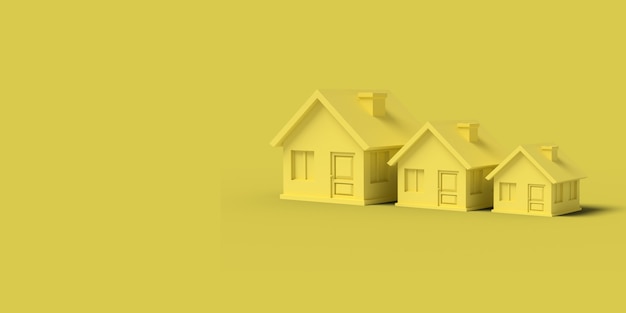 Casas vazias amarelas em uma imagem abstrata de fundo amarelo