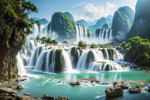 Foto la cascada de ban gioc en vietnam