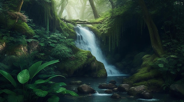 La cascada del bosque místico