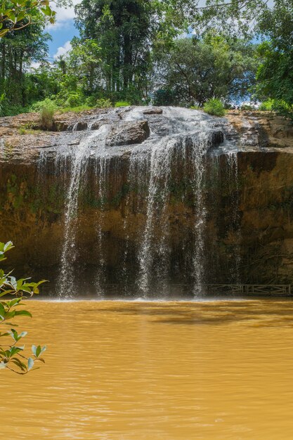 Cascada de bosque salvaje tropical, tiro vertical