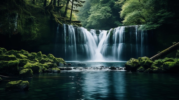 Cascada del bosque sereno en resolución 8k