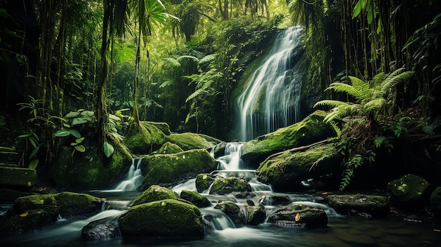 una cascada en un bosque tropical