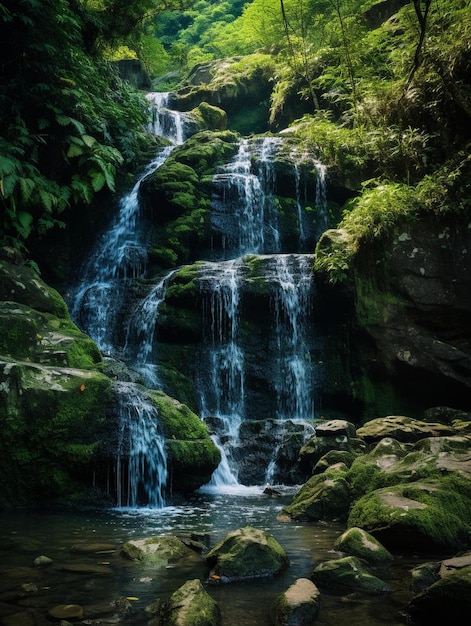 una cascada en el bosque