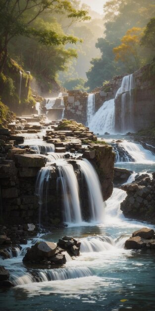 Una cascada en el bosque