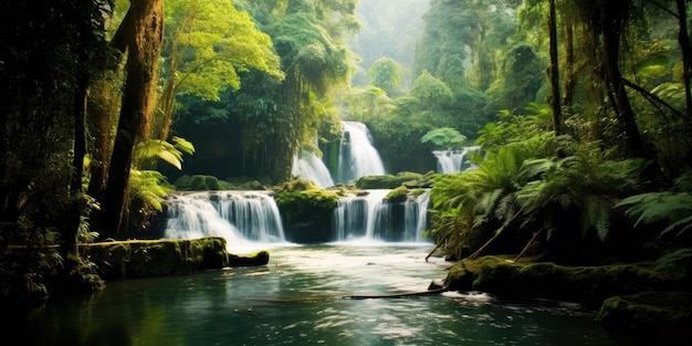 Una cascada en un bosque