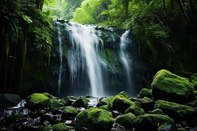 una cascada en un bosque