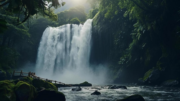 una cascada en un bosque