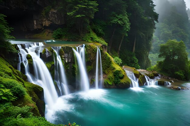 una cascada en el bosque